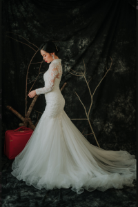 910LLW07 Darla LS baroque trumpet 10 Malay Wedding Dress Design Kuala Lumpur, Long Sleeves Wedding Dress Rental Malaysia, Bridal Dress Rental Malay Kuala Lumpur Rental, Petite Pengantin Gaun Sewa Malaysia,  