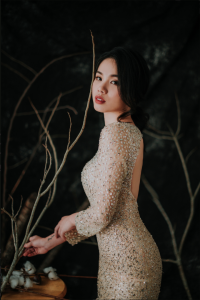 Evening Dress XN71E06 Champagne Long Sleeves Full Sequined Trumpet 2 Mermaid wedding dress,Long Sleeves Bridal Dress Malaysia Rental, Gaun Kahwin Malaysia sewa, Wedding Gown Designer Malaysia, 